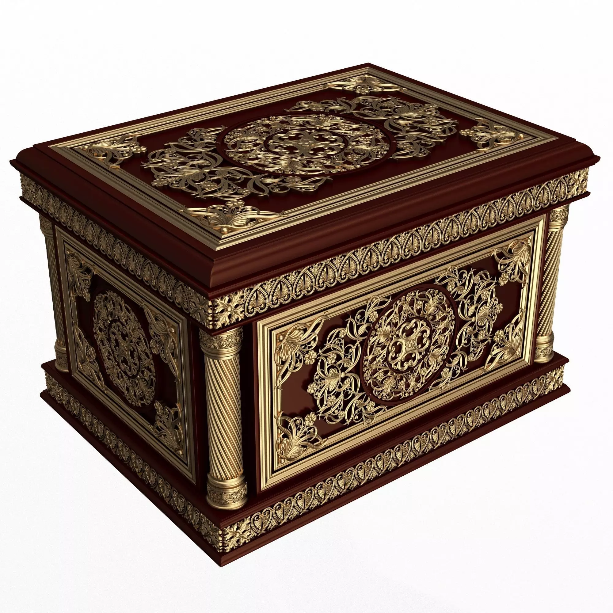 Chest 04 Red Low-poly 3D model_0