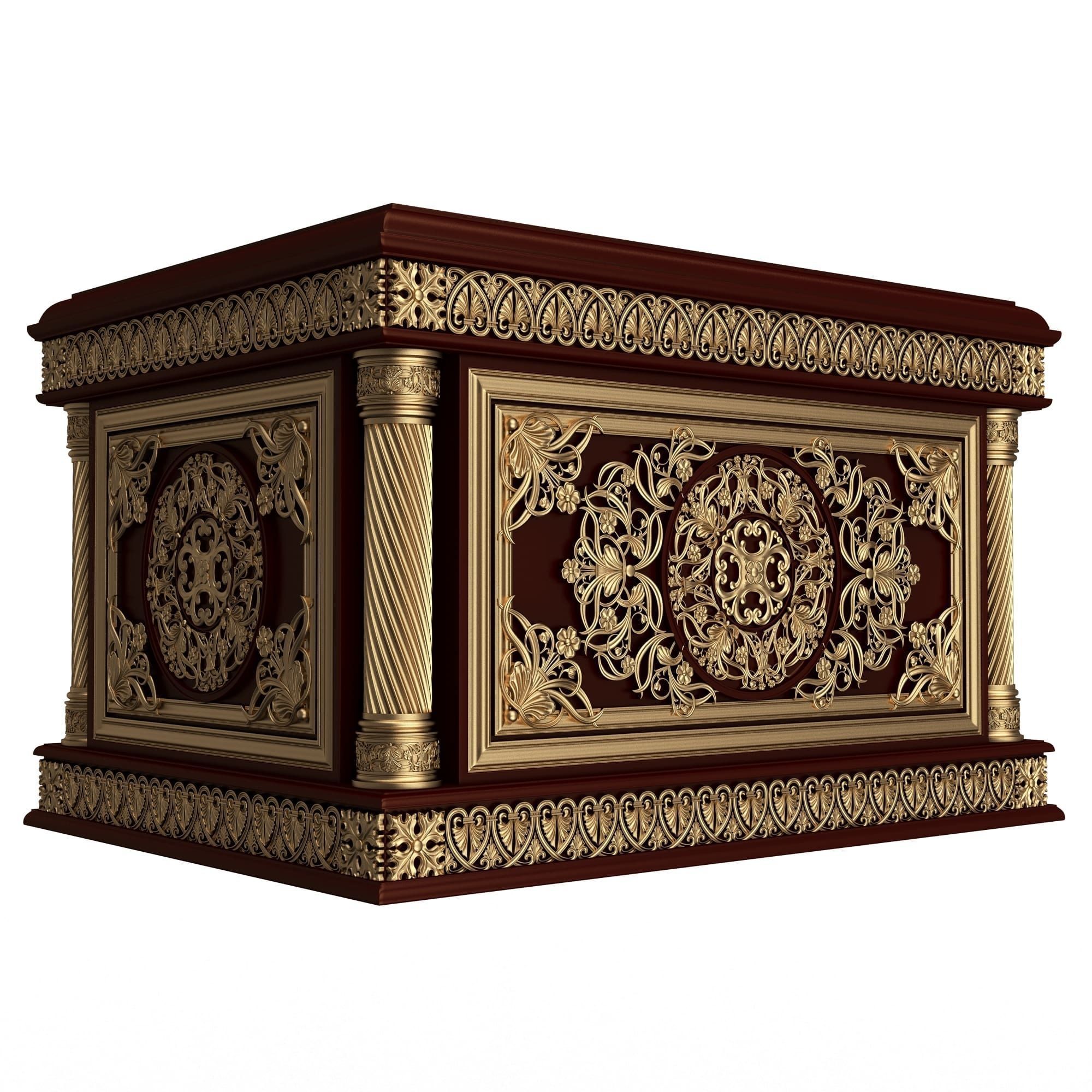 Chest 04 Red Low-poly 3D model_1