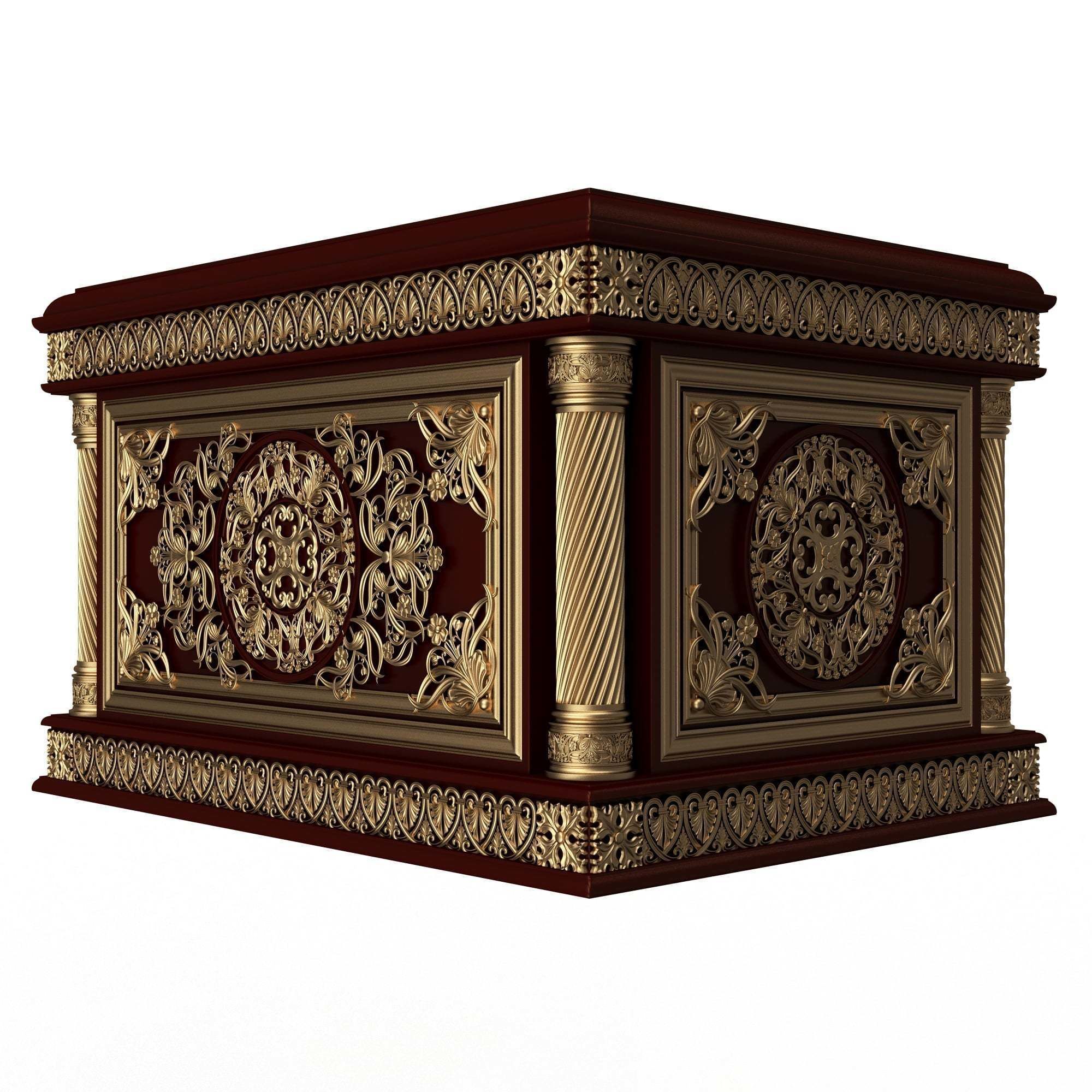 Chest 04 Red Low-poly 3D model_2