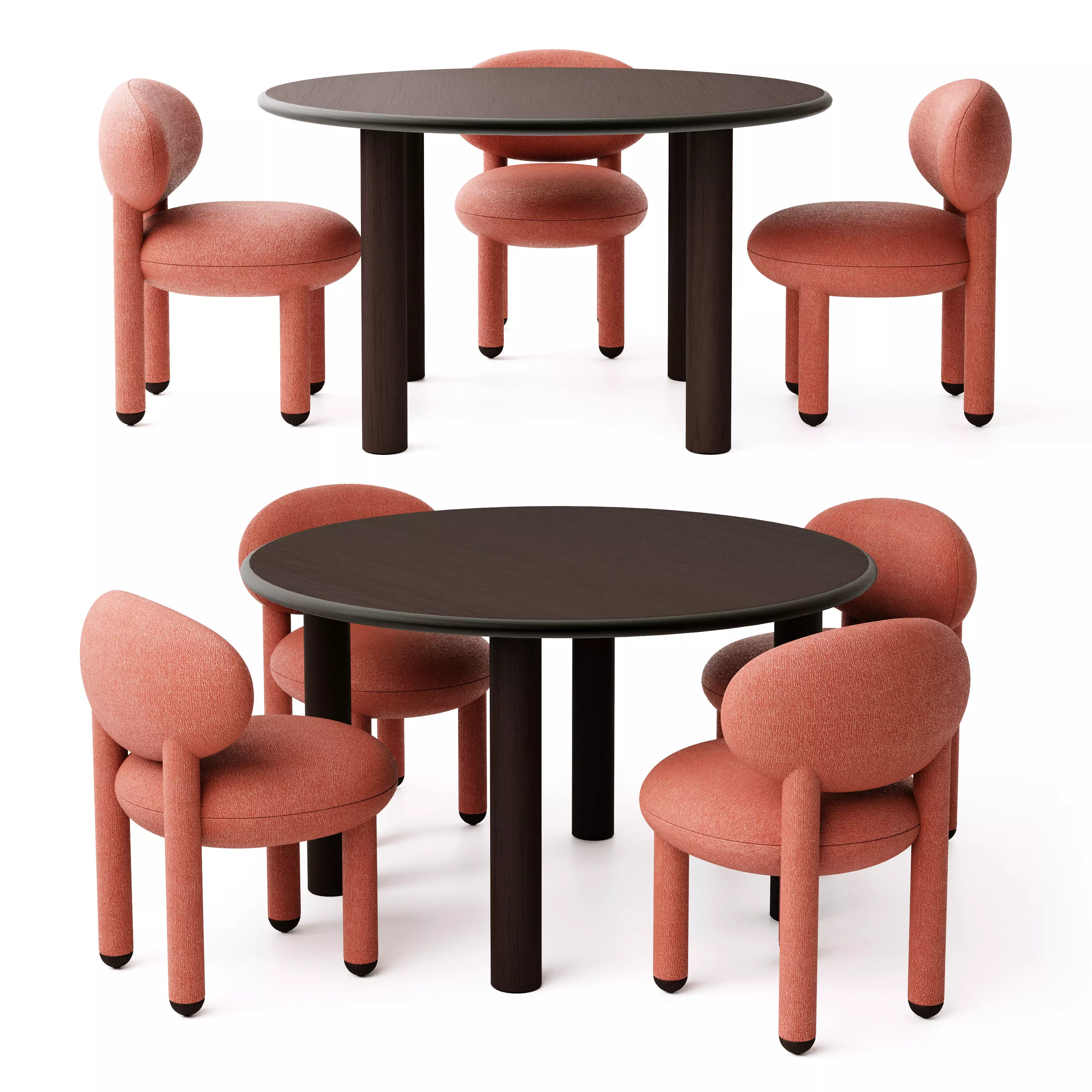 Noom Paul Dining Table and Flock Chair CS1 Set Free 3D model
