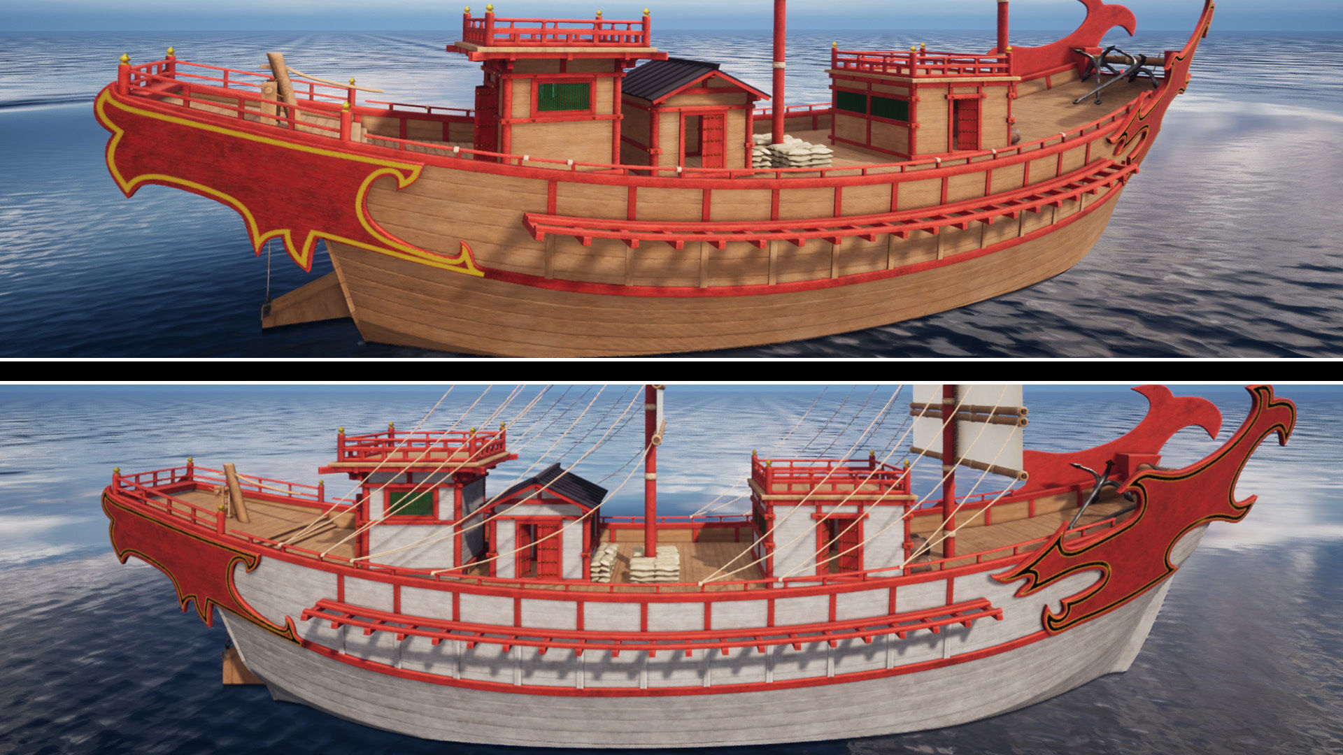 Kentoshi-sen - Asian ship Low-poly 3D model_27