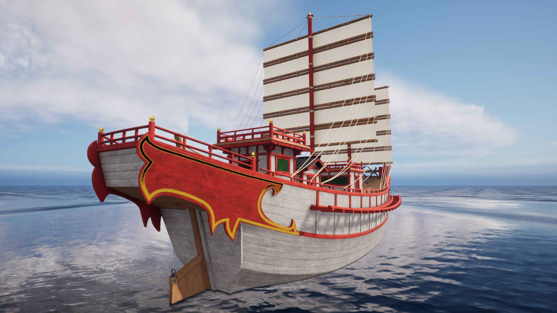 Kentoshi-sen - Asian ship Low-poly 3D model_18