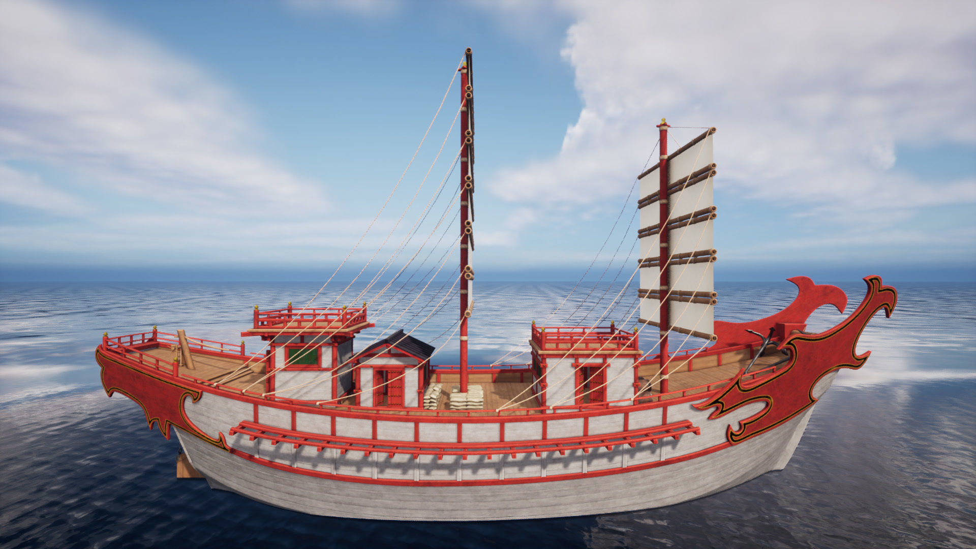 Kentoshi-sen - Asian ship Low-poly 3D model_5