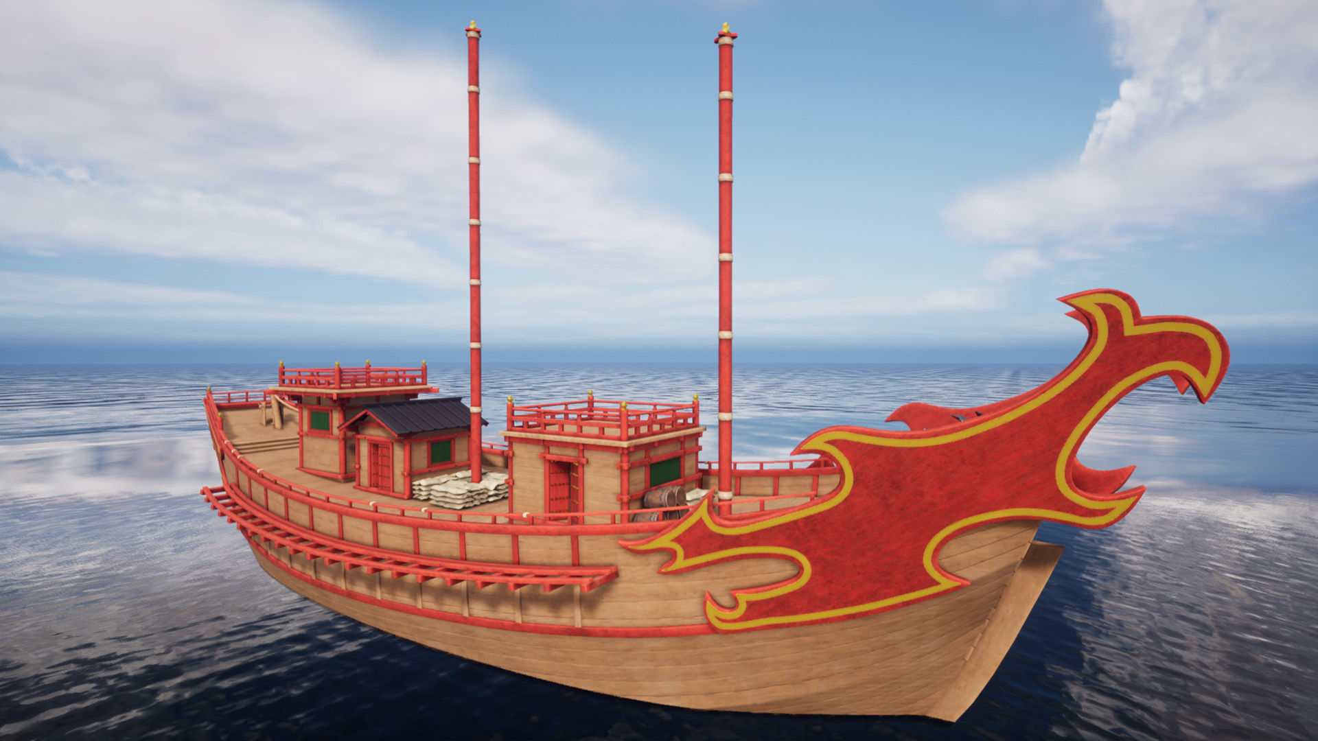 Kentoshi-sen - Asian ship Low-poly 3D model_26