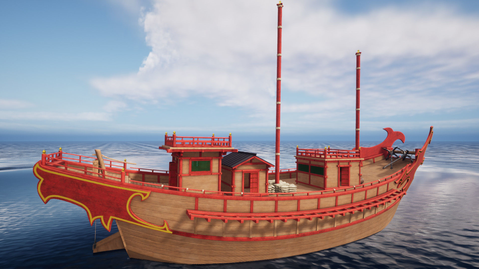 Kentoshi-sen - Asian ship Low-poly 3D model_24