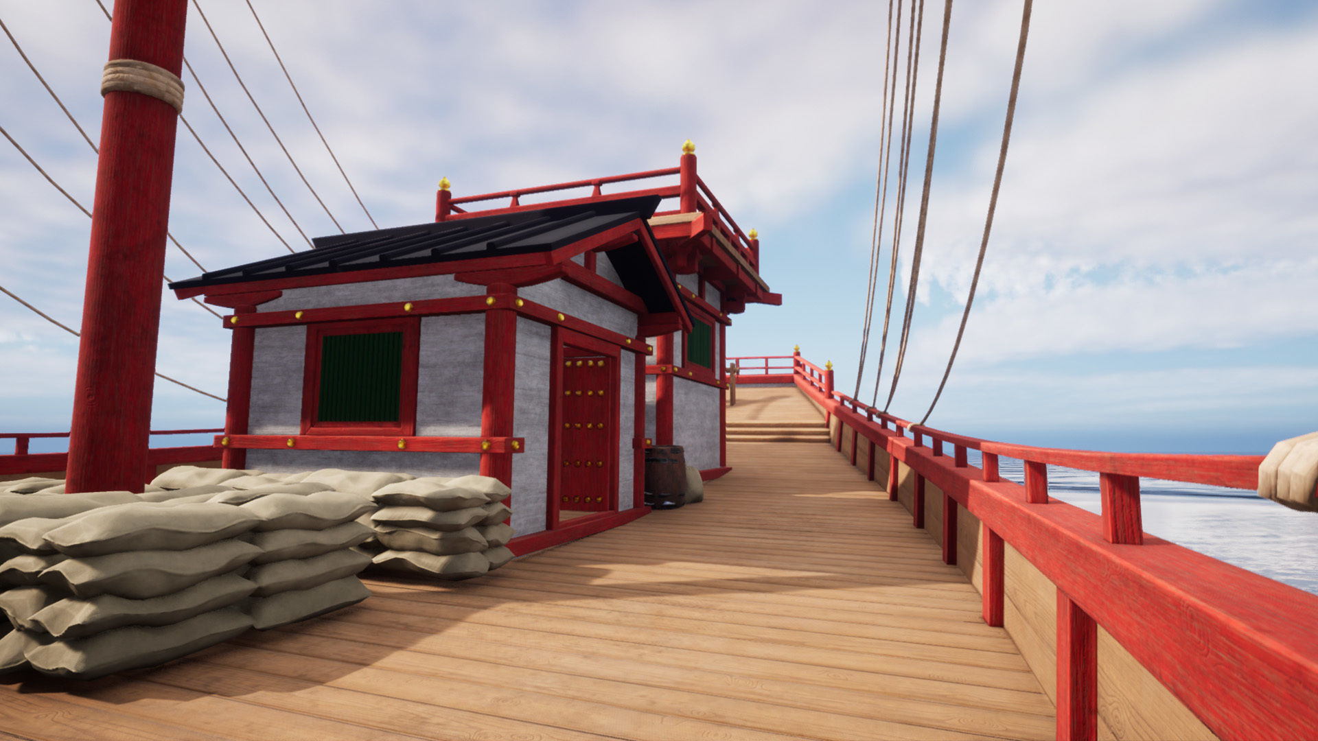 Kentoshi-sen - Asian ship Low-poly 3D model_14