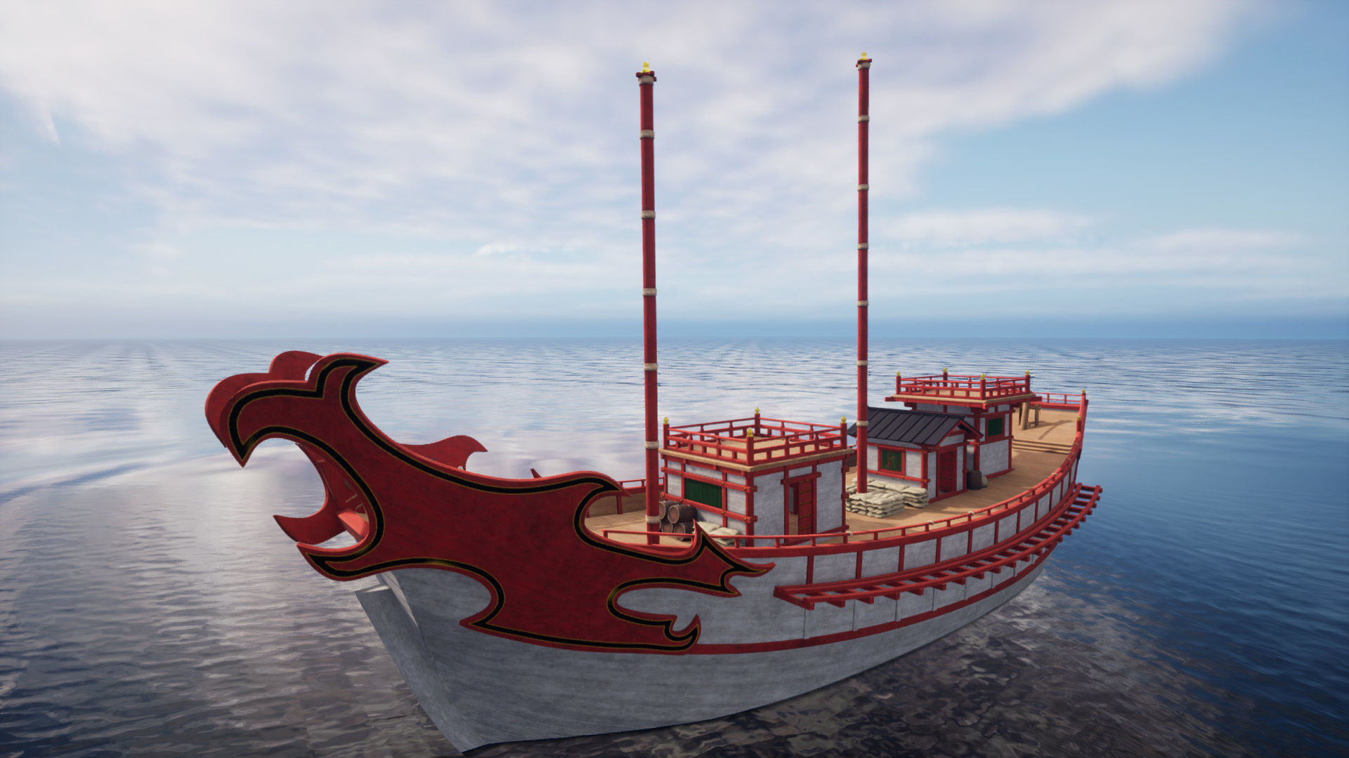 Kentoshi-sen - Asian ship Low-poly 3D model_10