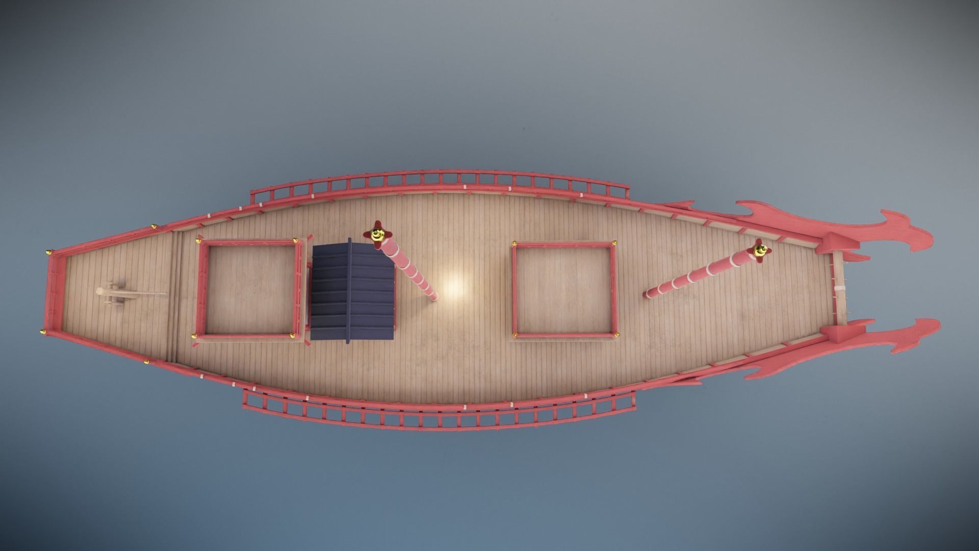 Kentoshi-sen - Asian ship Low-poly 3D model_17