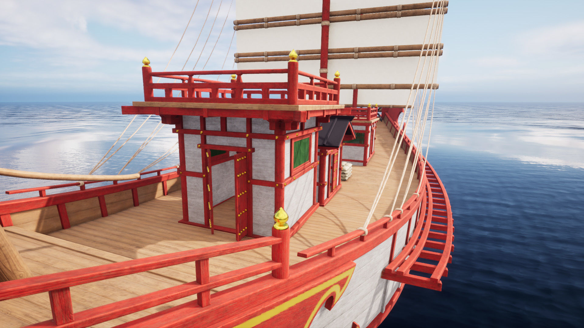 Kentoshi-sen - Asian ship Low-poly 3D model_12