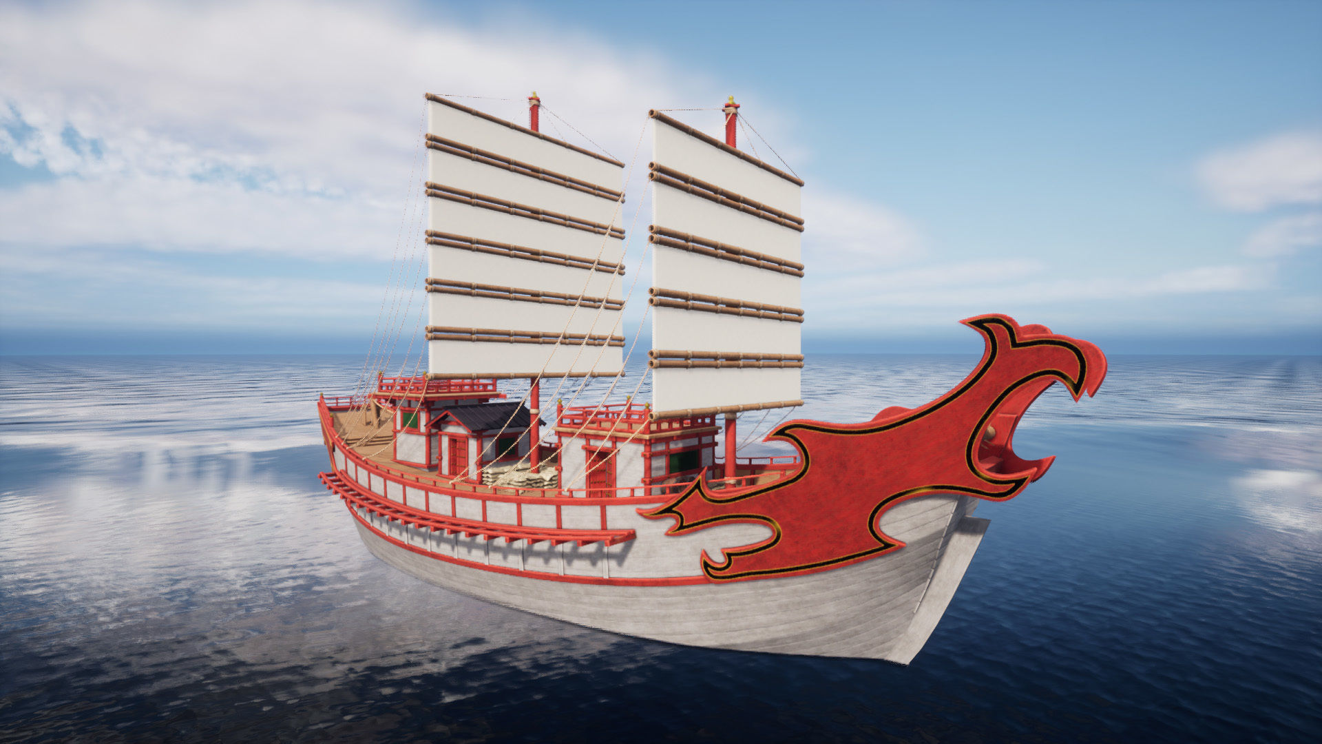 Kentoshi-sen - Asian ship Low-poly 3D model_4