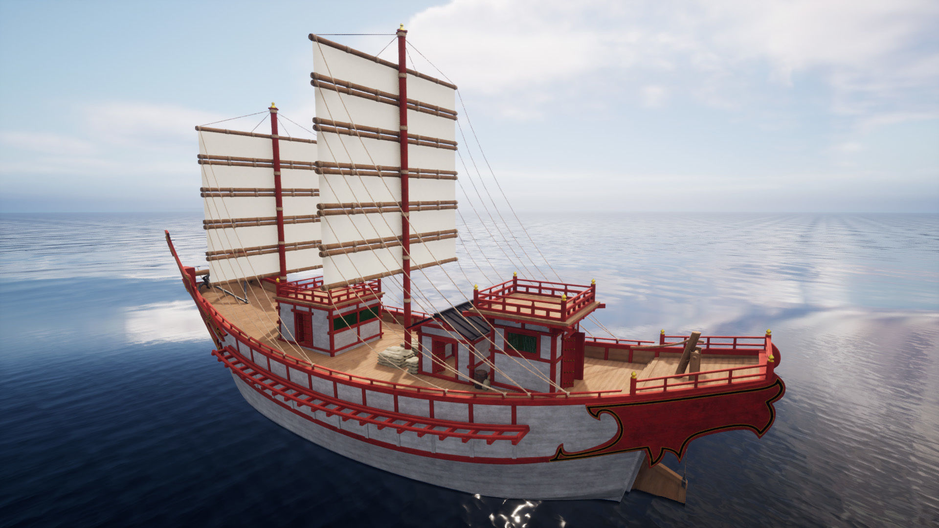 Kentoshi-sen - Asian ship Low-poly 3D model_8