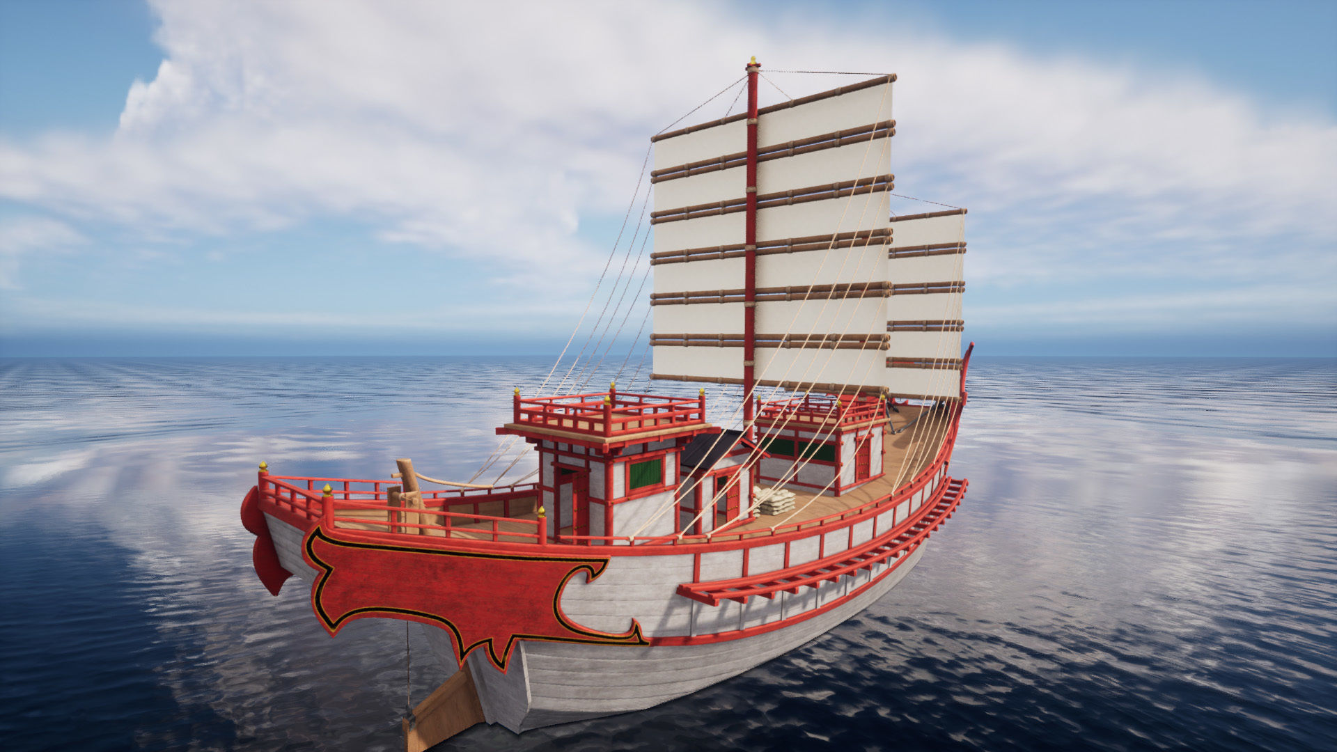 Kentoshi-sen - Asian ship Low-poly 3D model_6