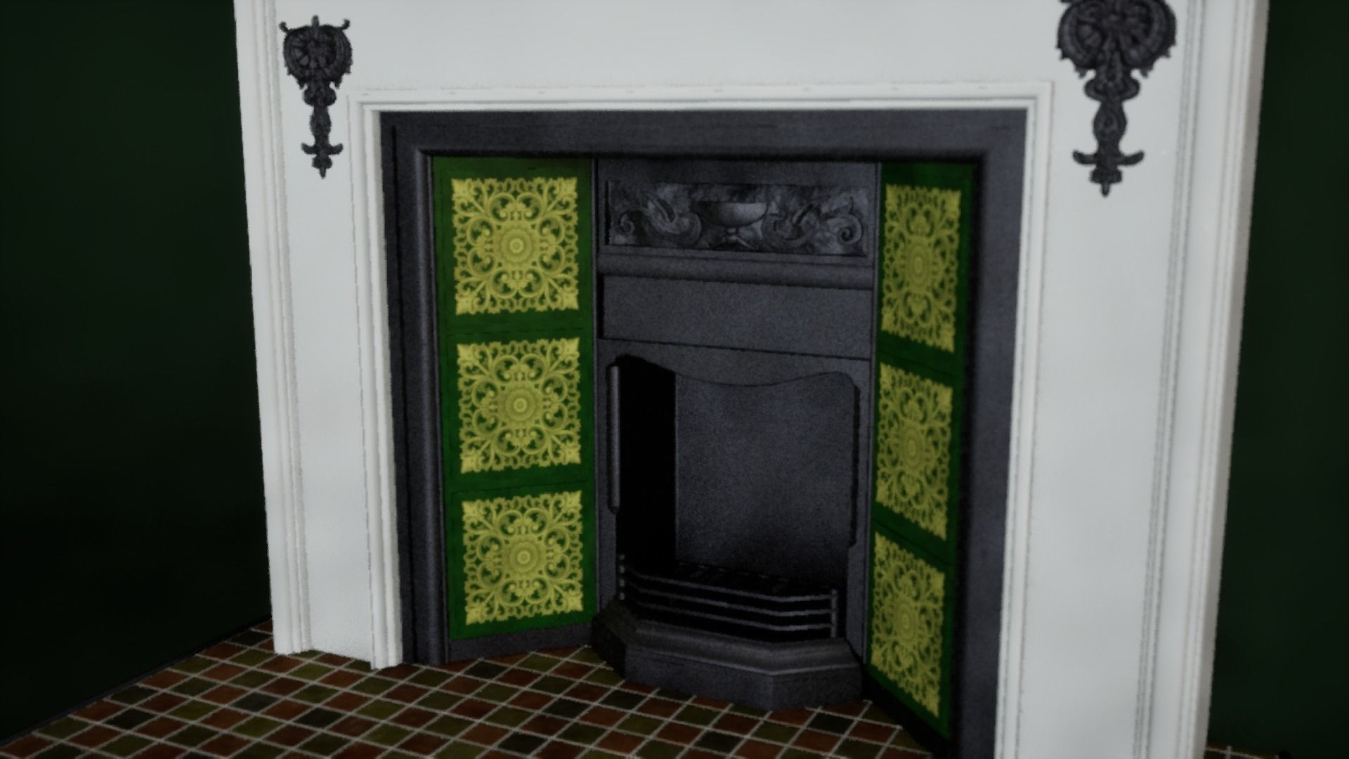 Victorian fireplace Low-poly 3D model_3