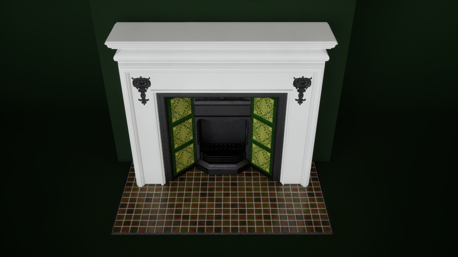 Victorian fireplace Low-poly 3D model_6