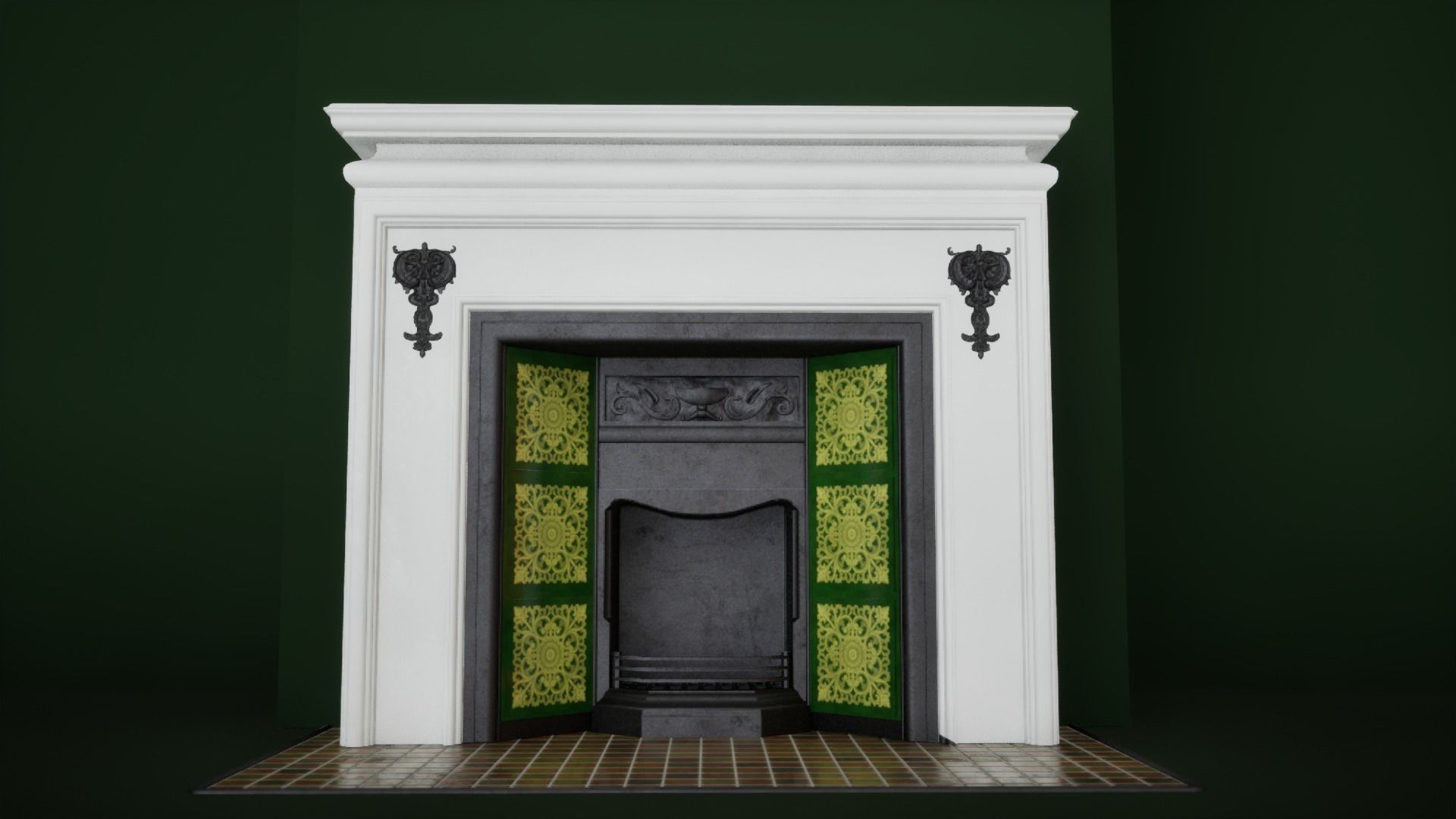 Victorian fireplace Low-poly 3D model_5