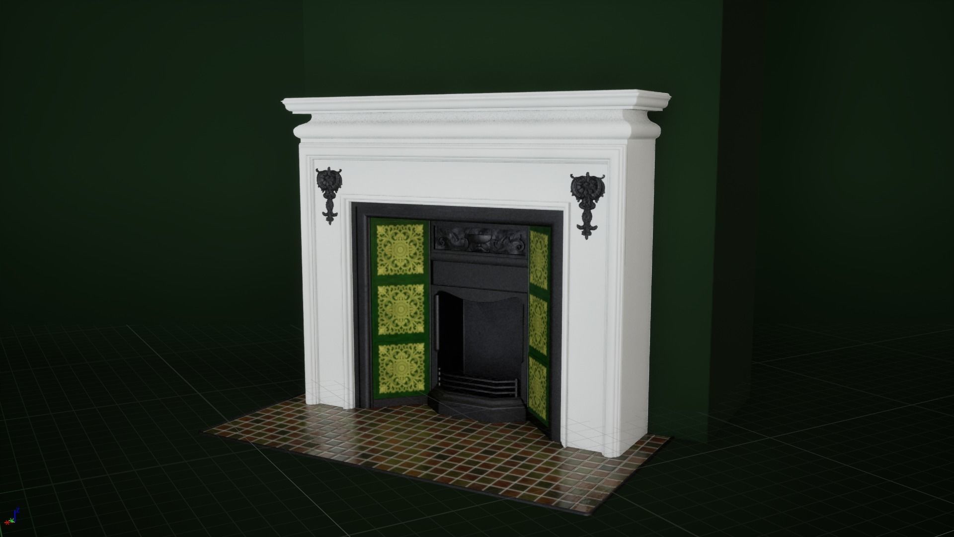 Victorian fireplace Low-poly 3D model_2