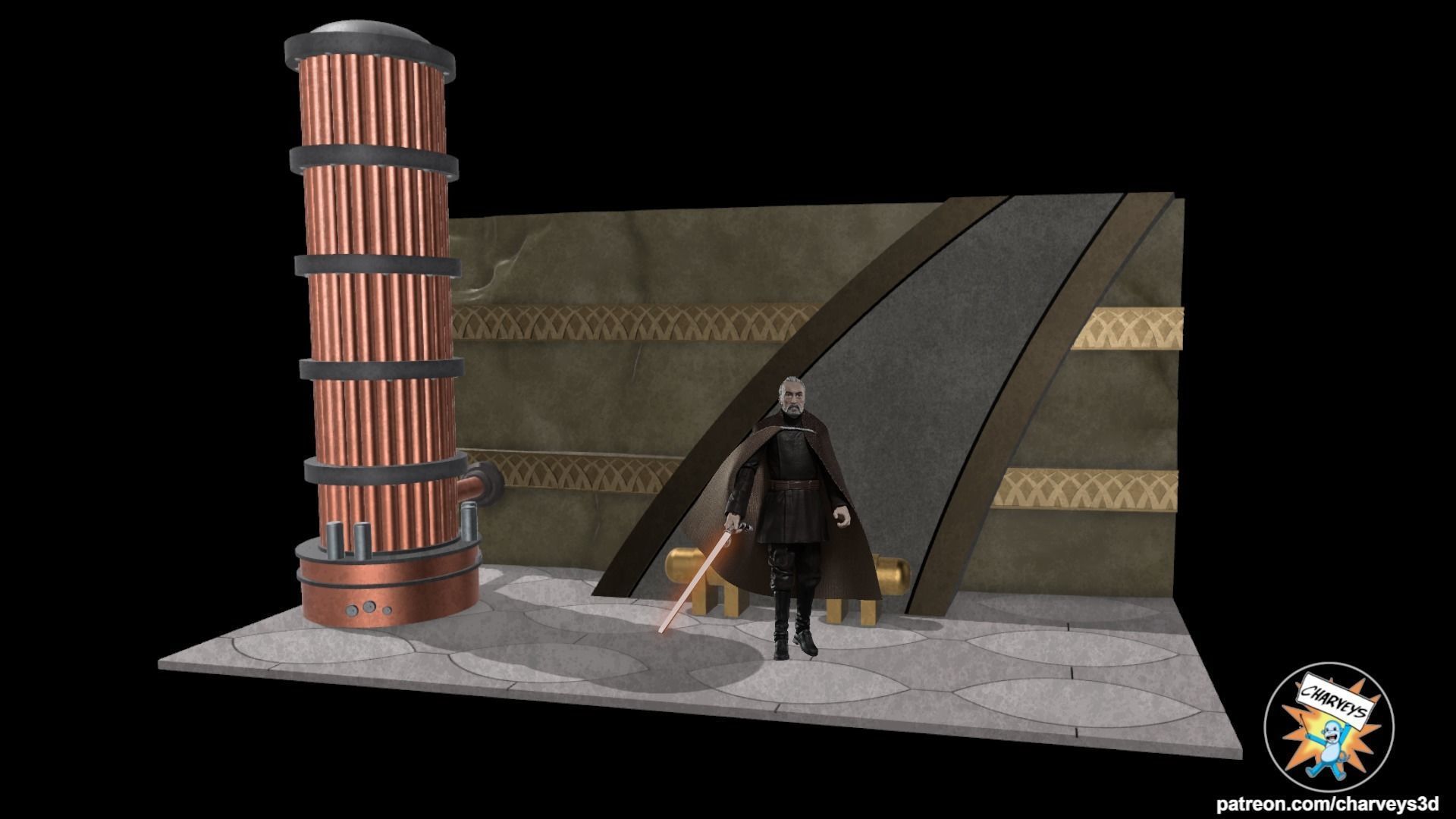 Star Wars Geonosis Hangar Diorama for action figures 3D print model_1