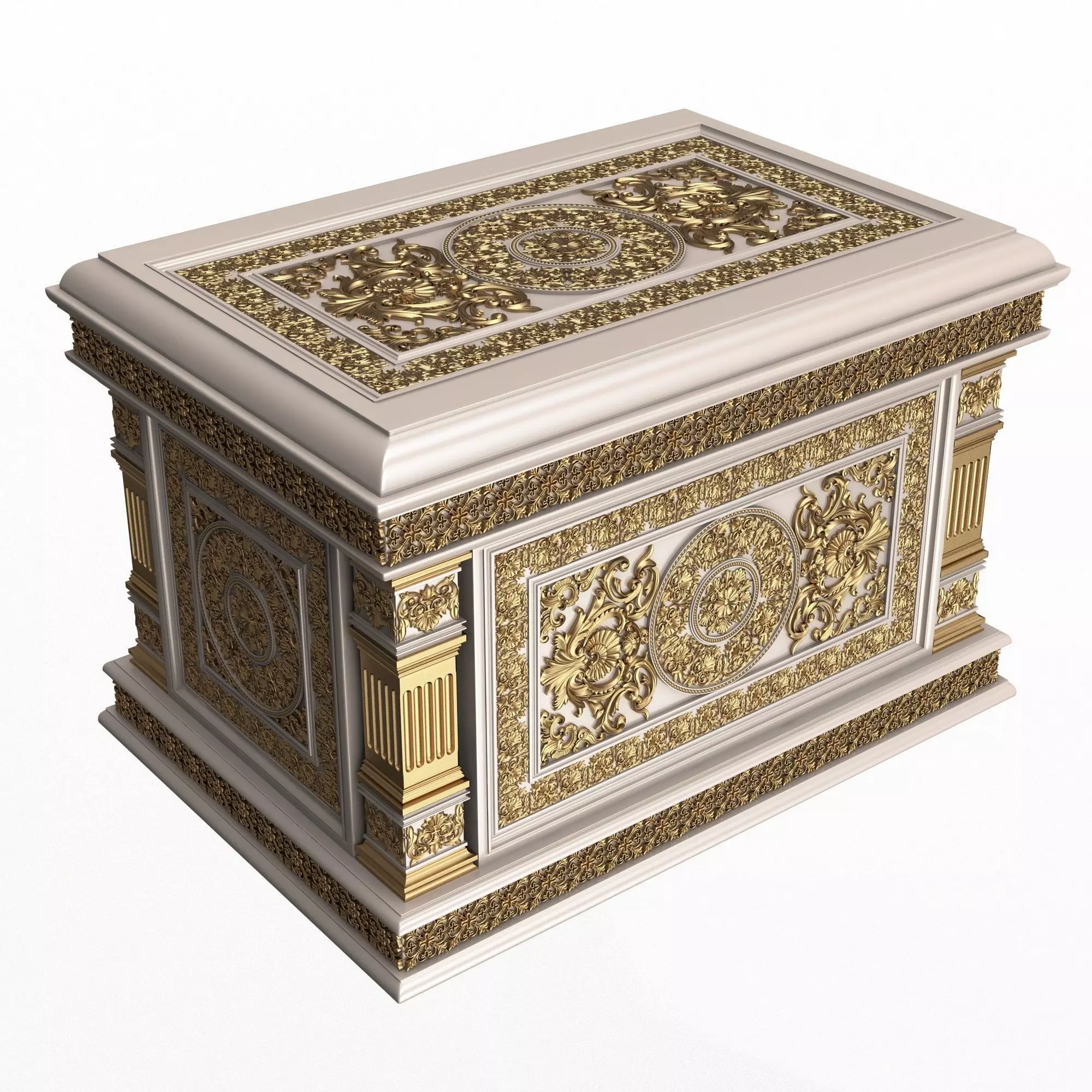 Chest 05 White Low-poly 3D model_0