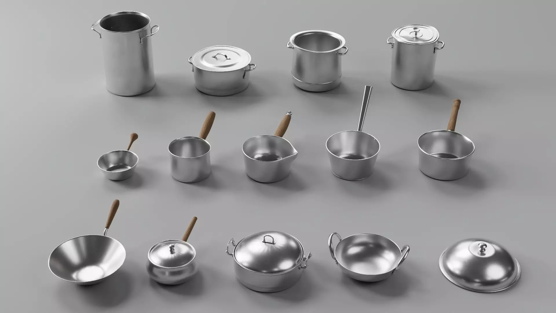 Pots and Pans Low-poly 3D model