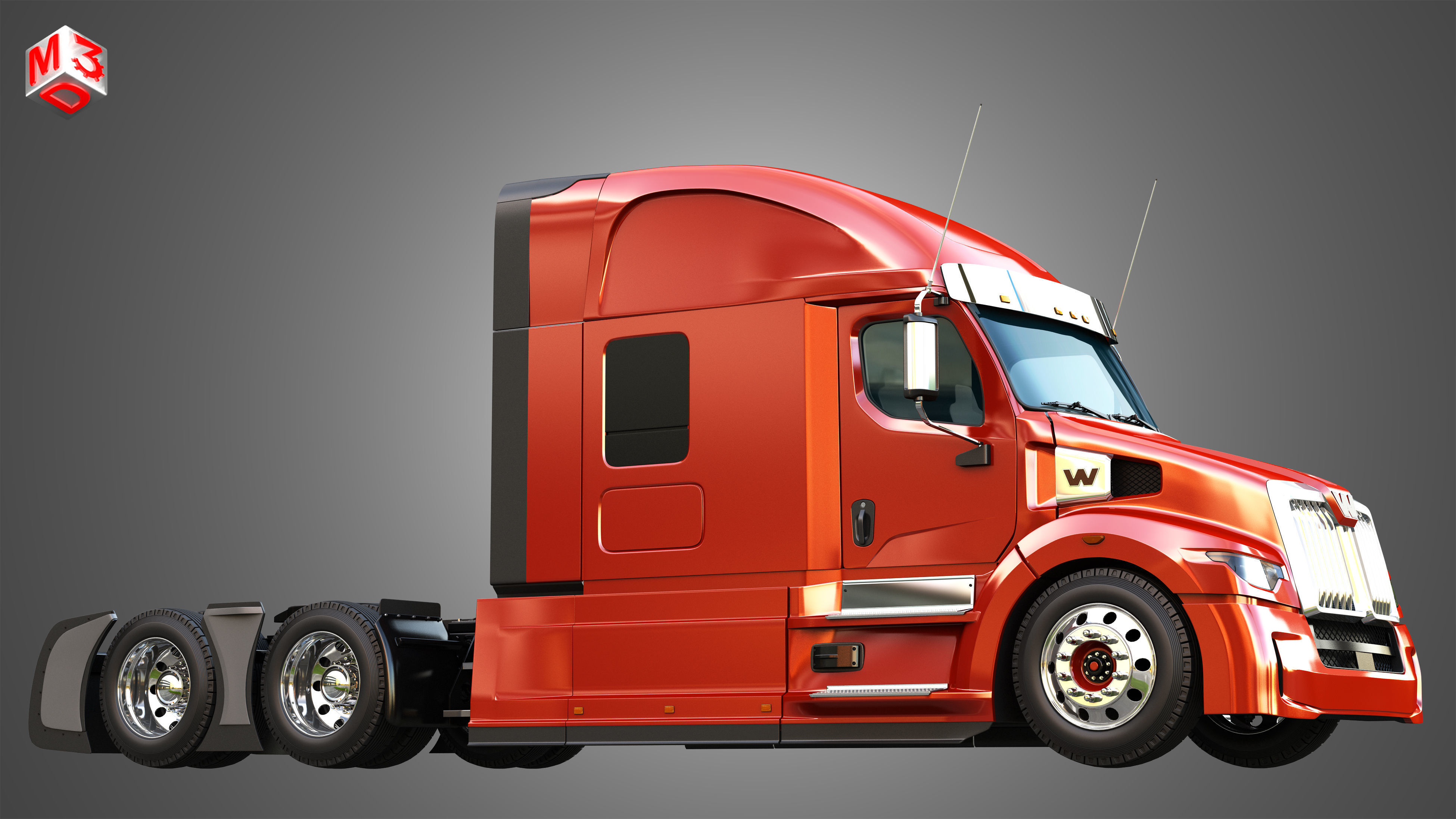 57X Semi Truck - Ultra Cab Sleeper Truck 3D model_9