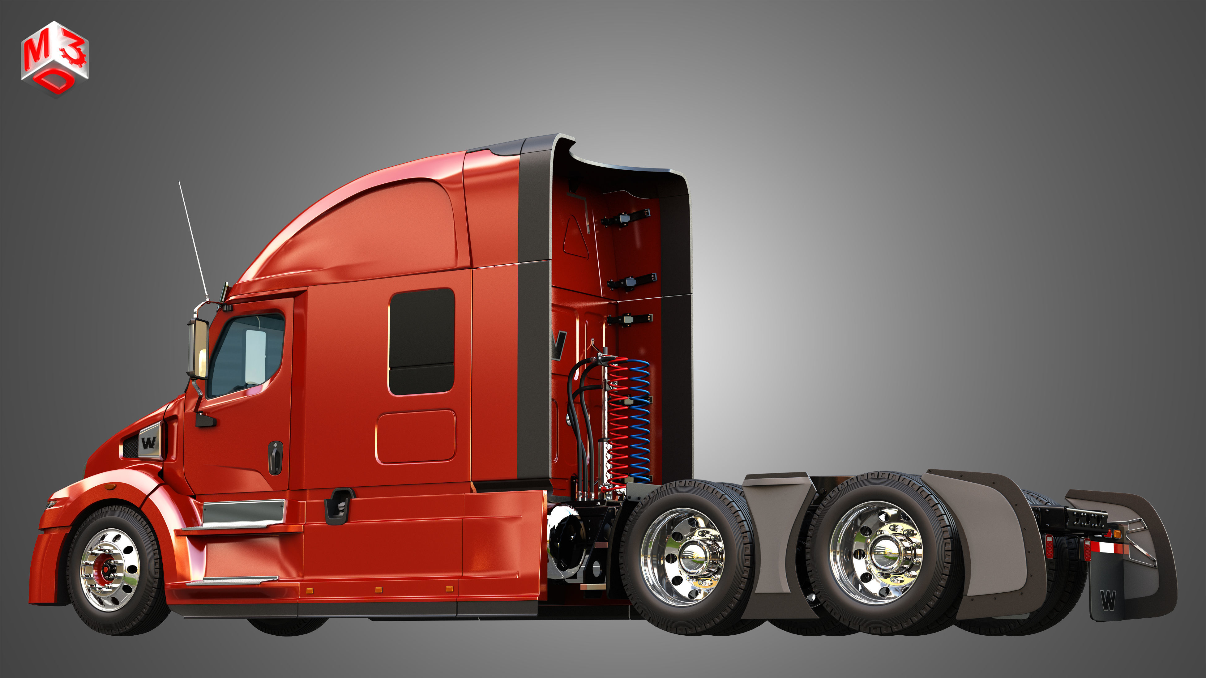 57X Semi Truck - Ultra Cab Sleeper Truck 3D model_10