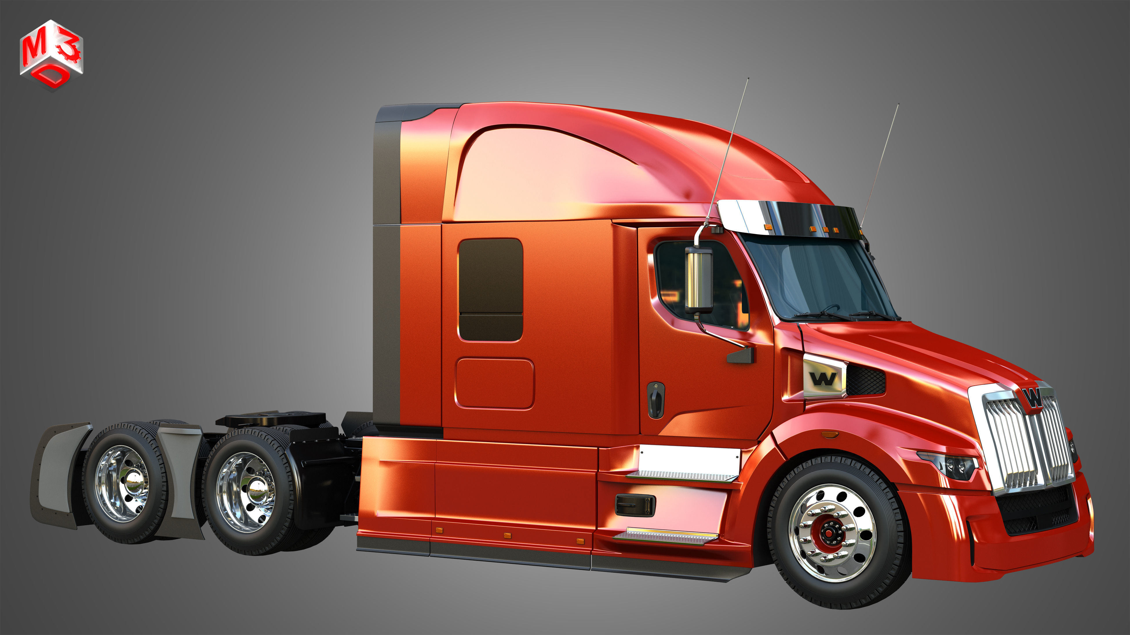 57X Semi Truck - Ultra Cab Sleeper Truck 3D model_17