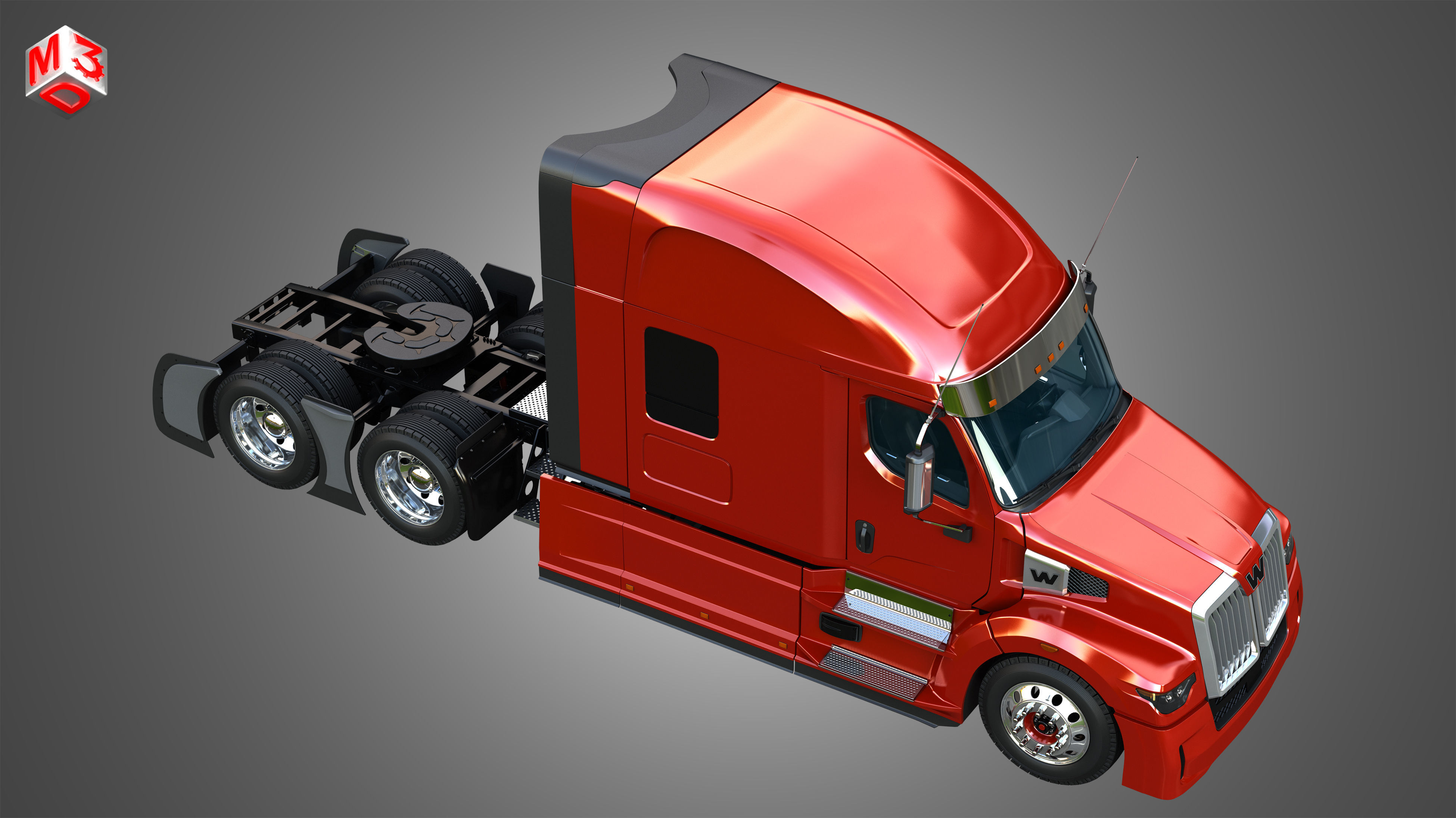 57X Semi Truck - Ultra Cab Sleeper Truck 3D model_21