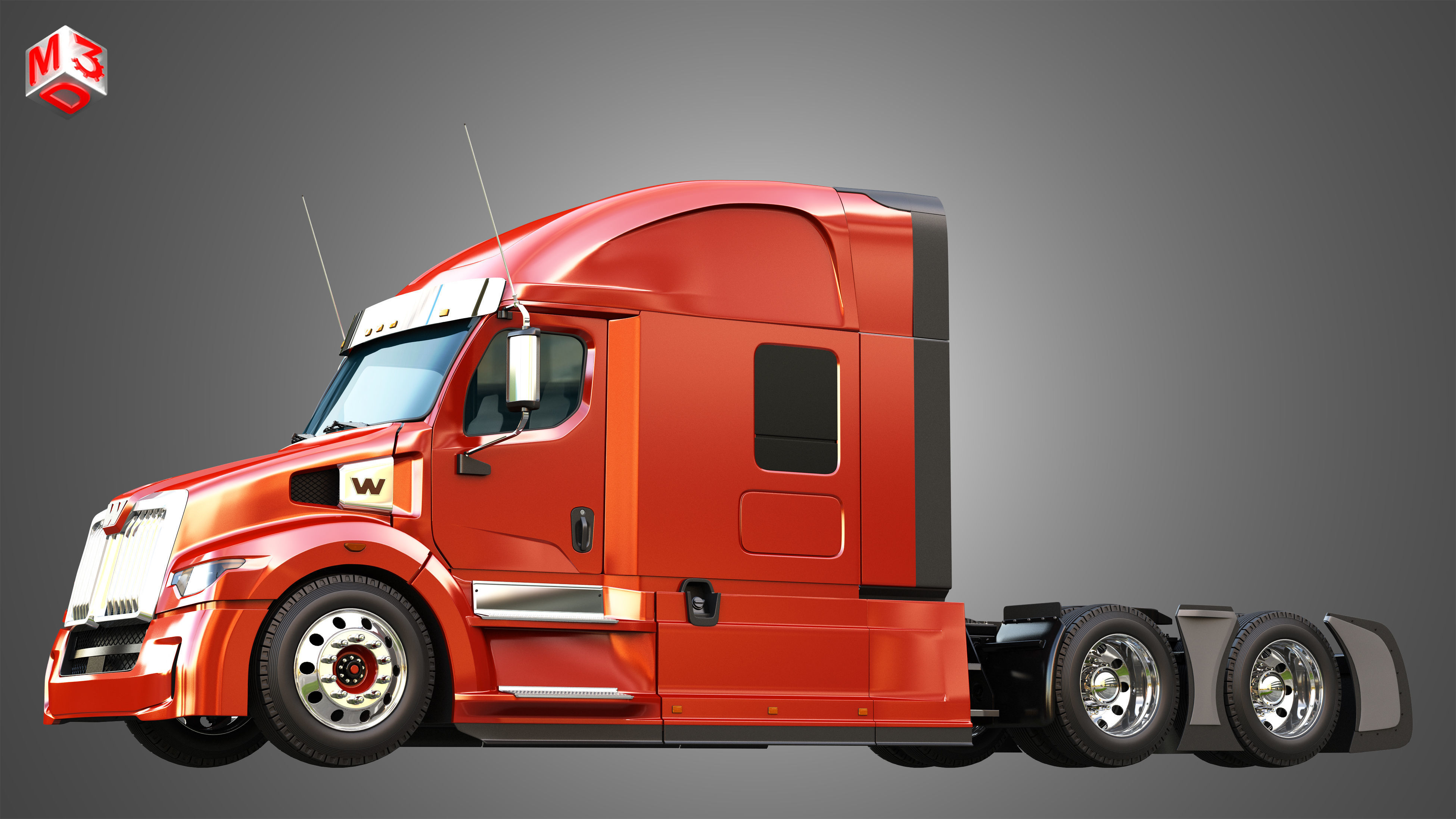 57X Semi Truck - Ultra Cab Sleeper Truck 3D model_7
