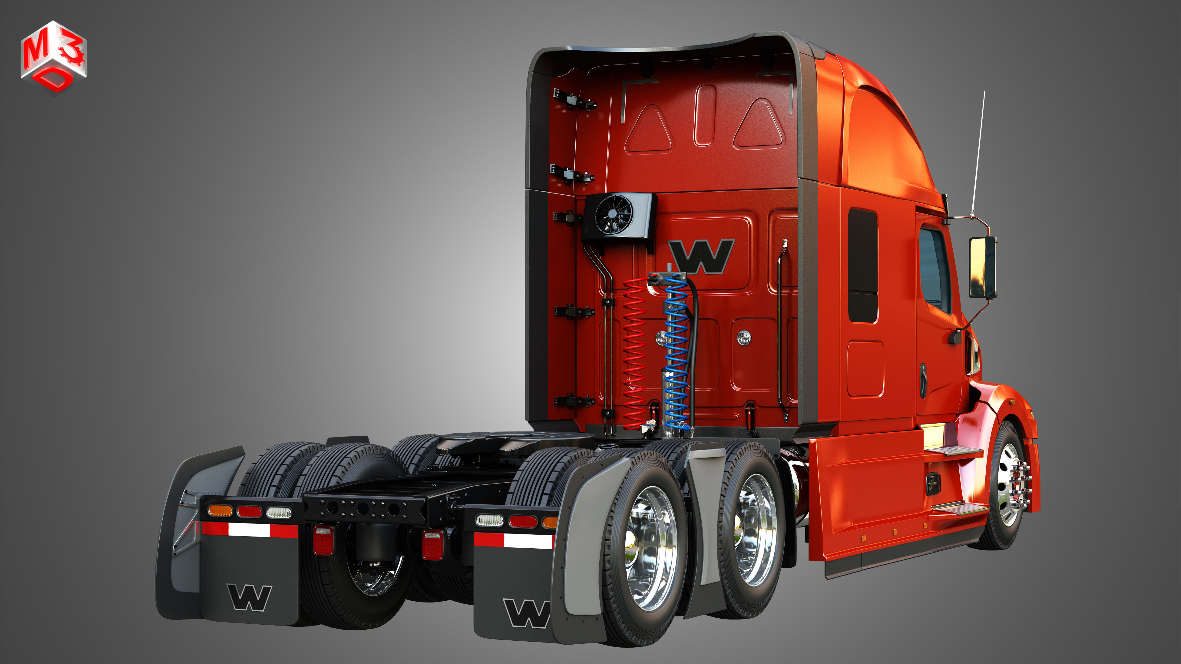 57X Semi Truck - Ultra Cab Sleeper Truck 3D model_12