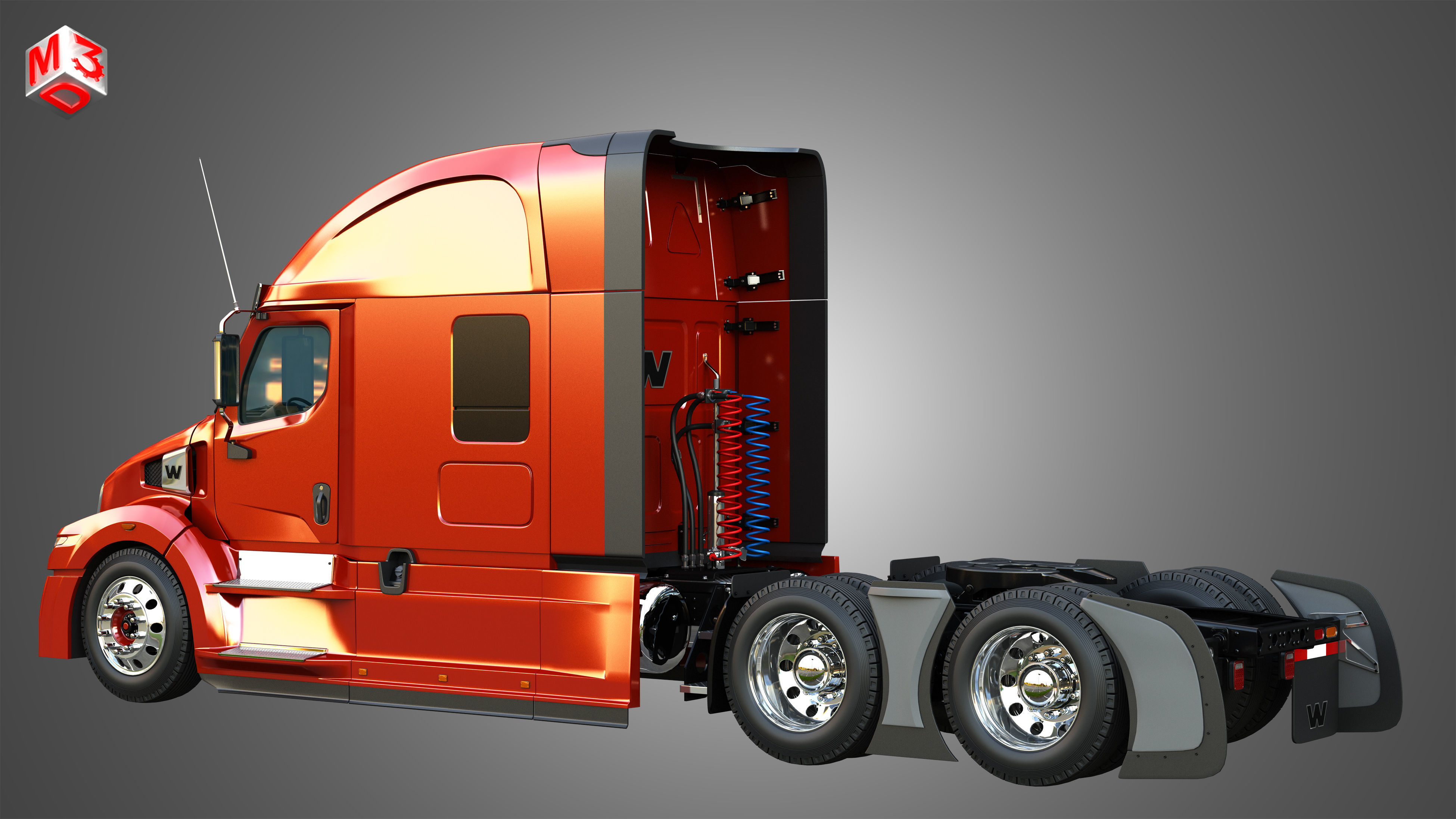 57X Semi Truck - Ultra Cab Sleeper Truck 3D model_18