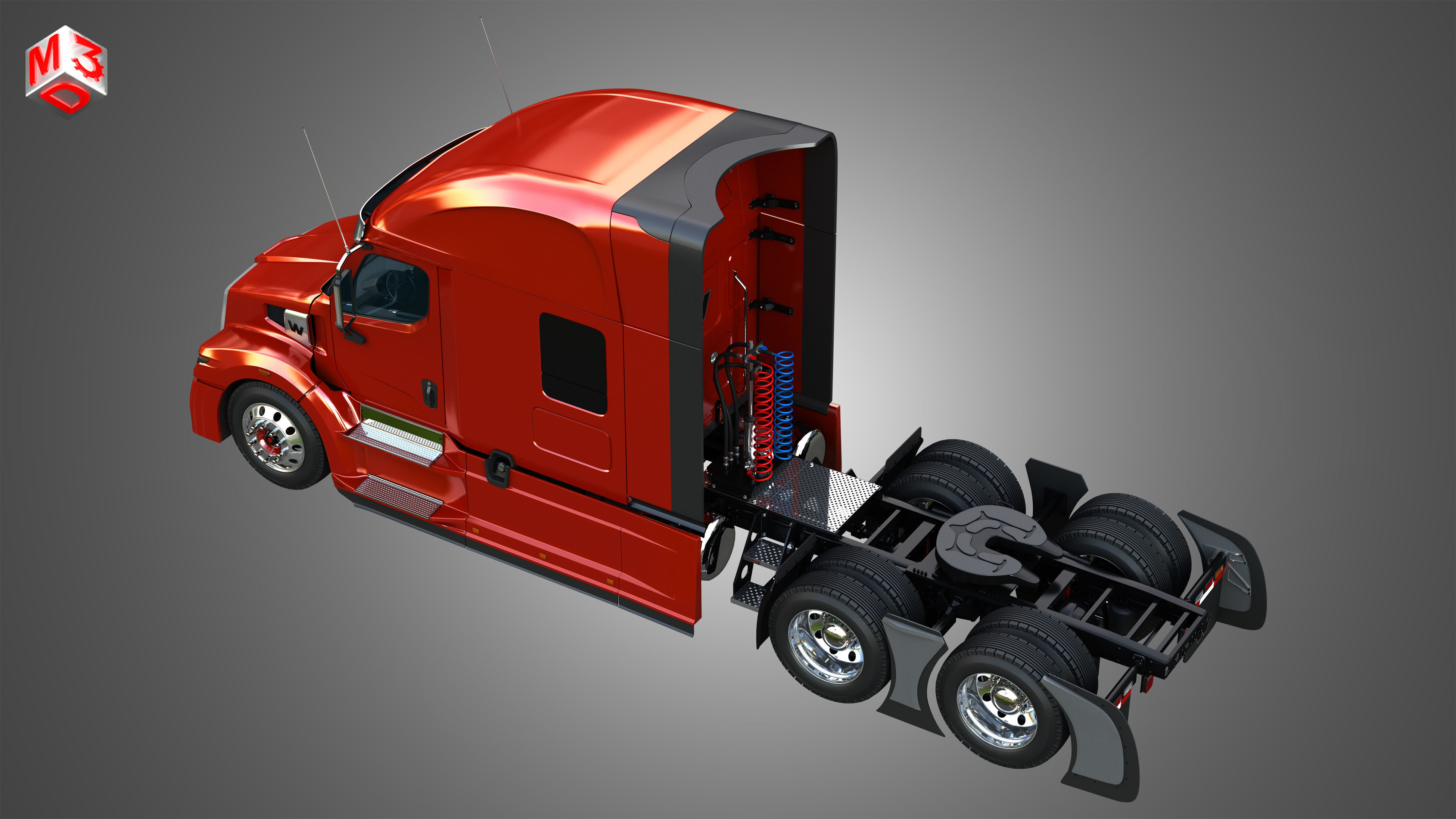 57X Semi Truck - Ultra Cab Sleeper Truck 3D model_22