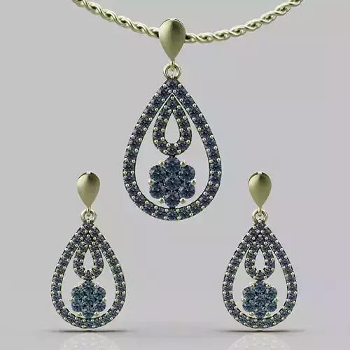 Lux pendant earrings silver gold printable jewelry 3D model