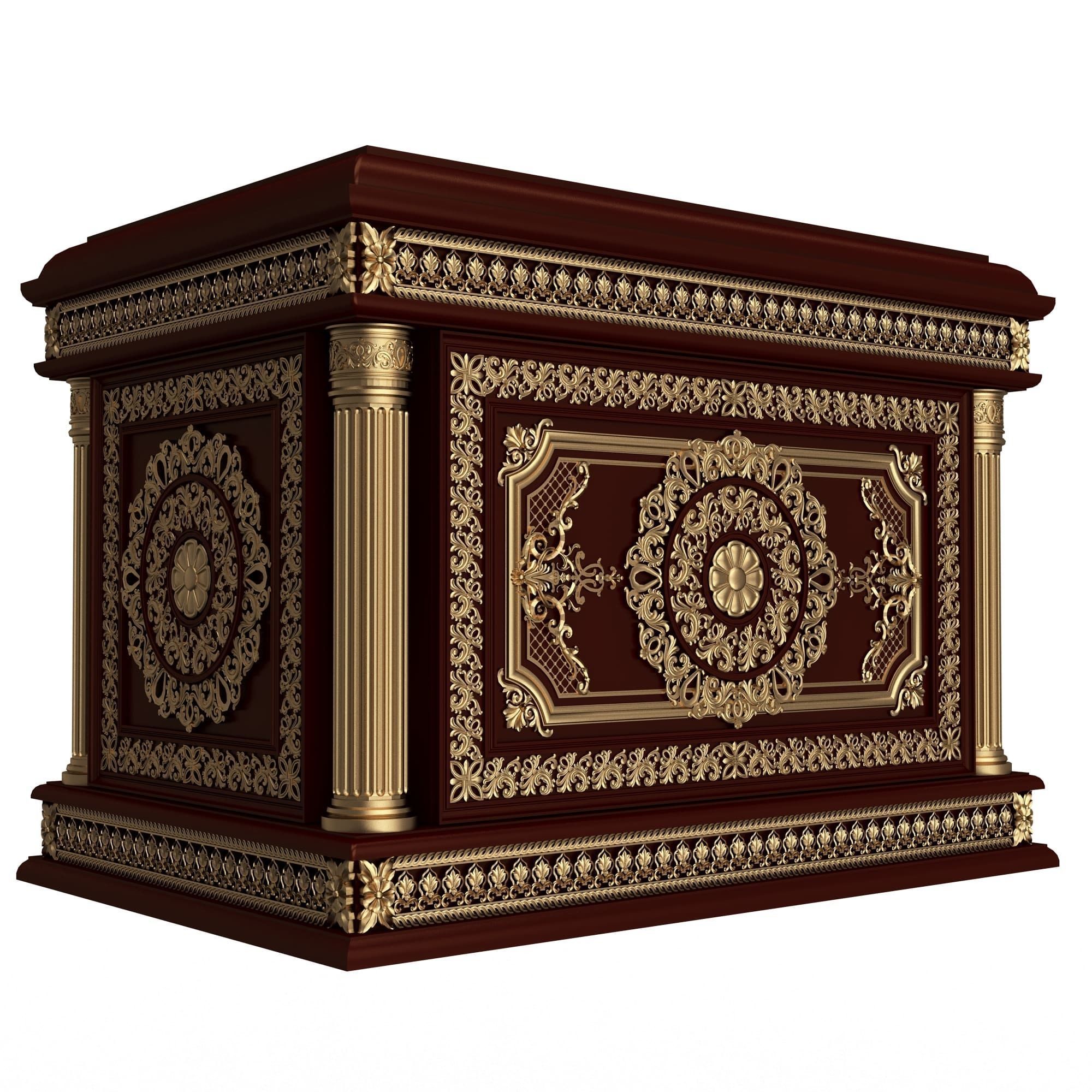 Chest 06 Red Low-poly 3D model_3