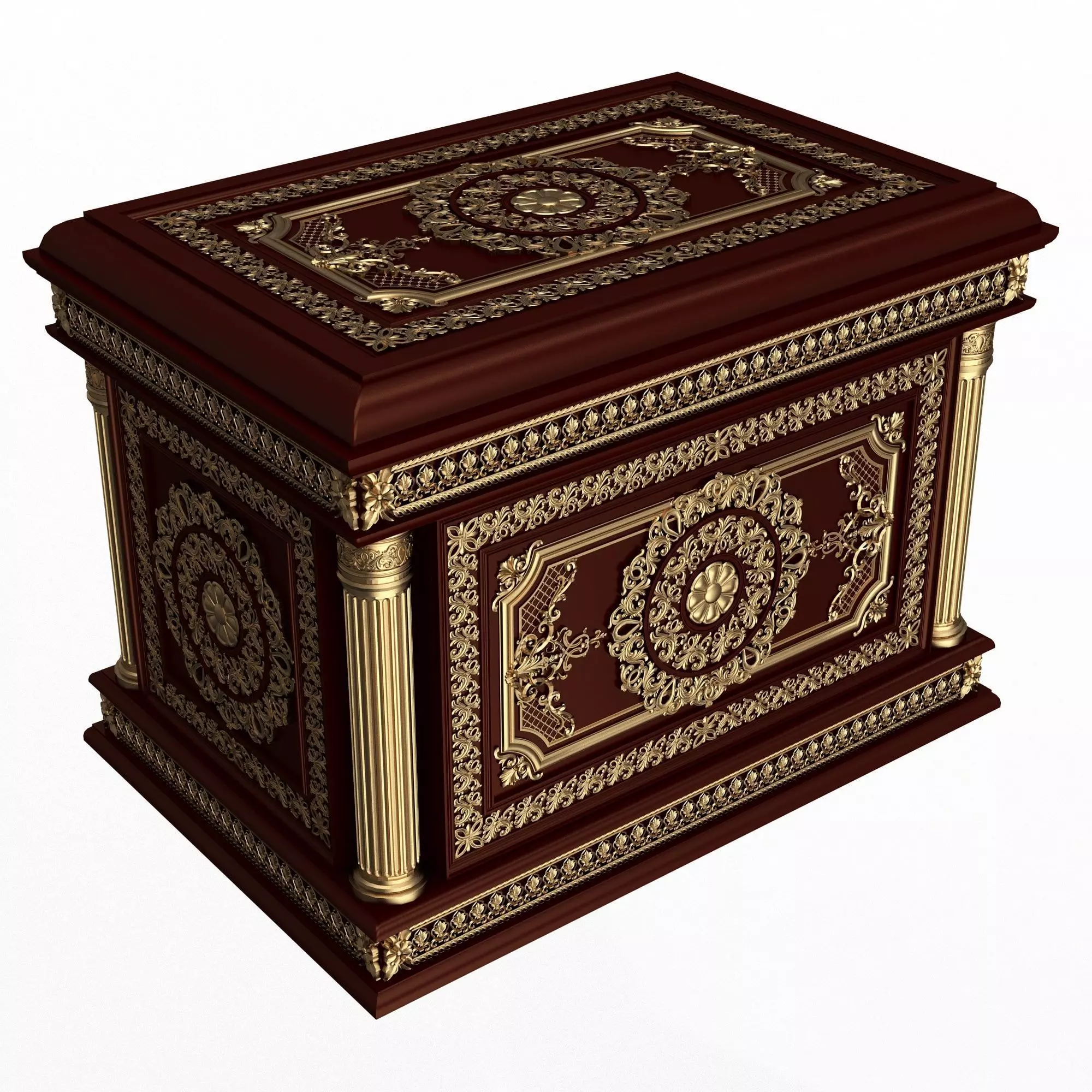 Chest 06 Red Low-poly 3D model_0