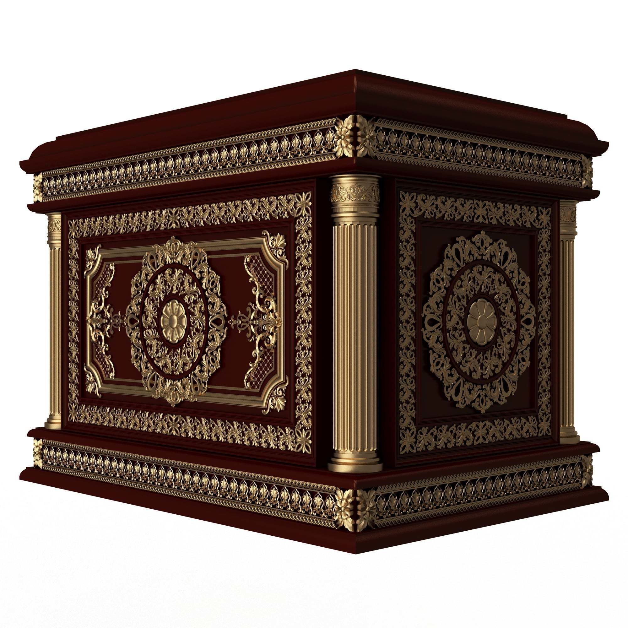 Chest 06 Red Low-poly 3D model_2