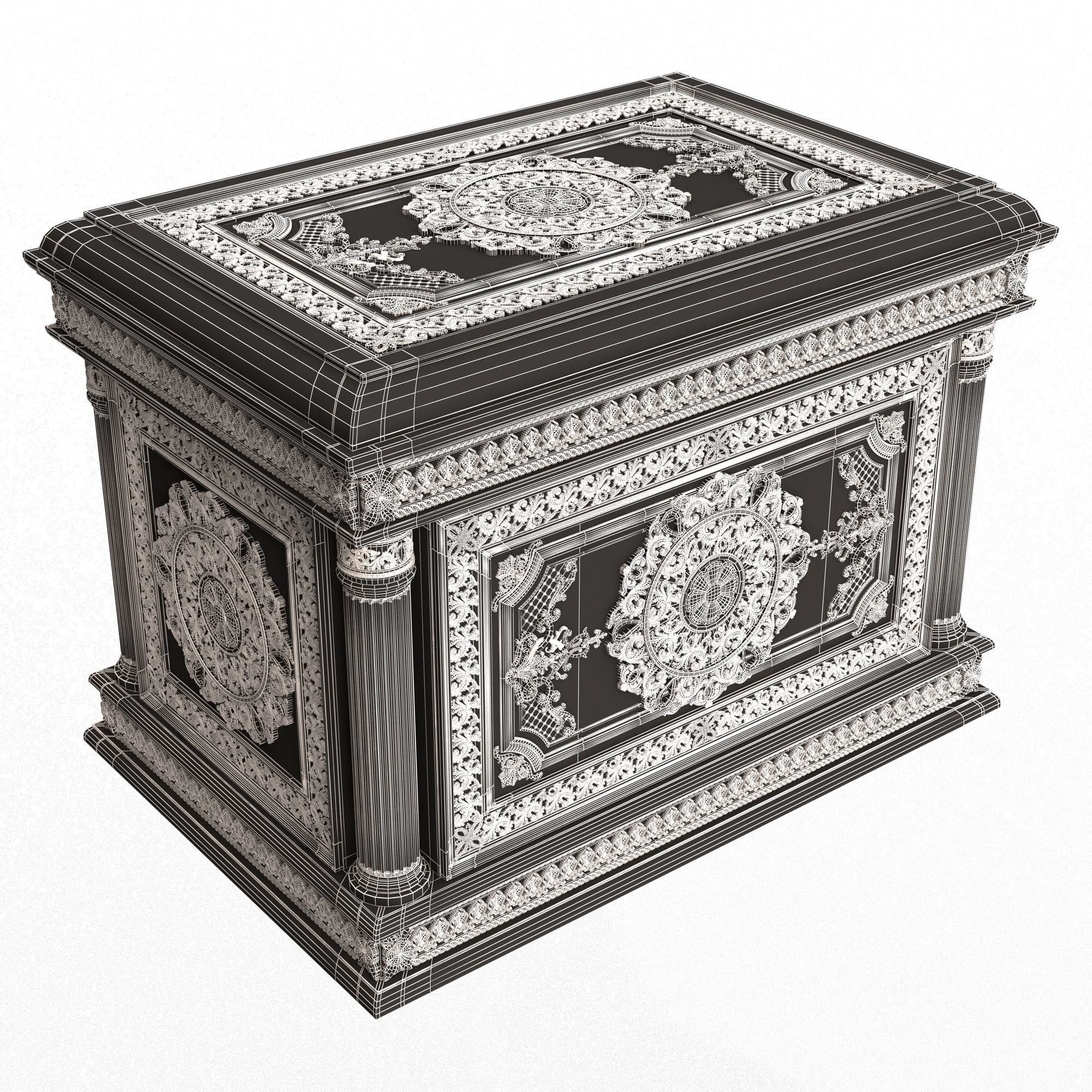 Chest 06 Red Low-poly 3D model_7