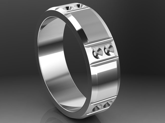 White gold engagement ring with diamonds 3D print model
