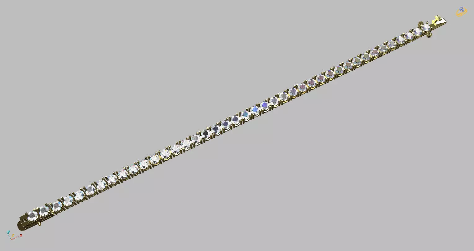 Riviera Round Gemstone Bracelet 3 50mm with clasp box   3D print model_0