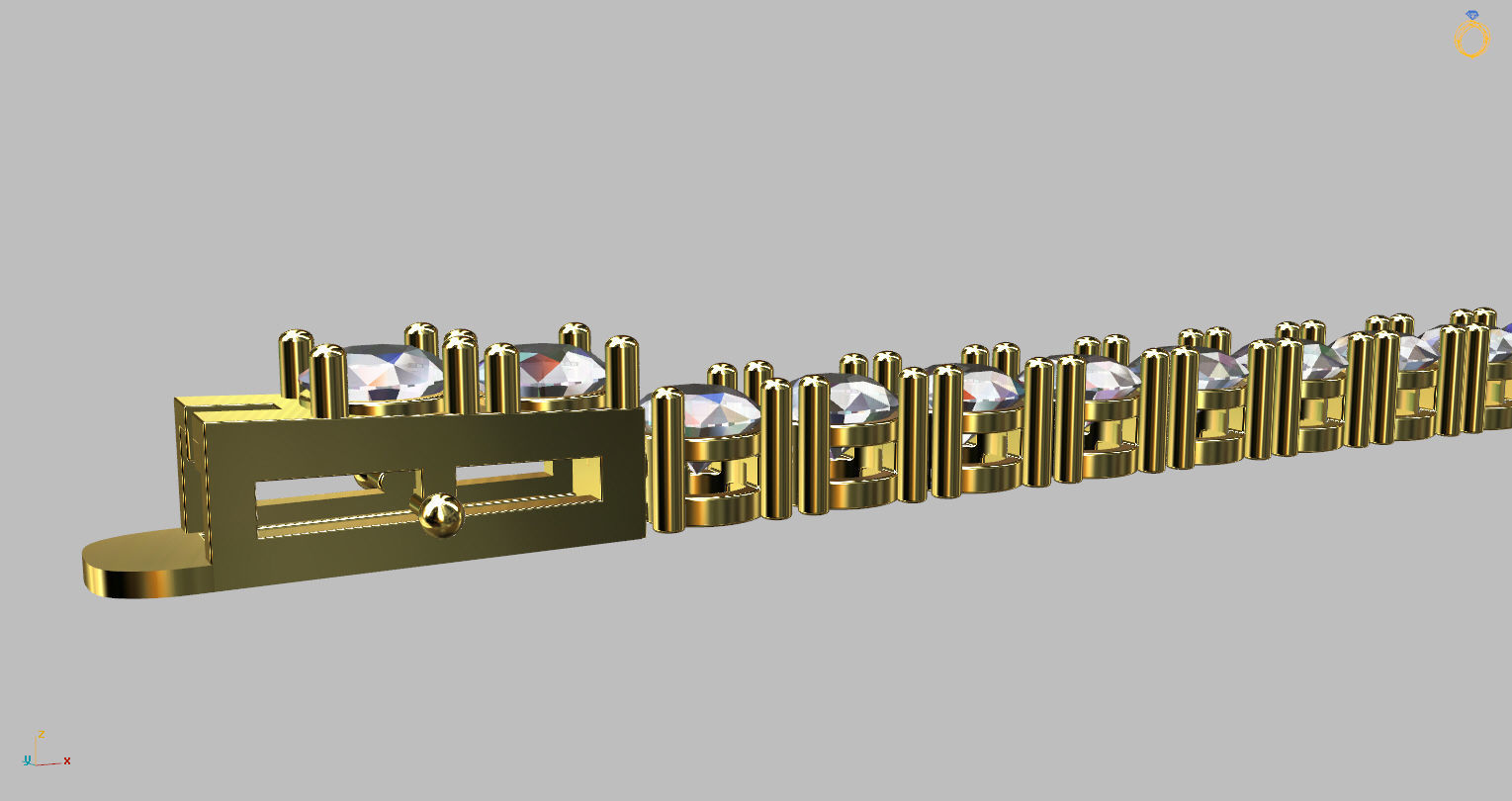 Riviera Round Gemstone Bracelet 3 50mm with clasp box   3D print model_3