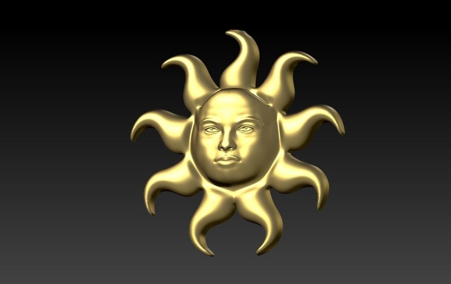 Italian Designer Sun Face Pendant Necklace Jewelry 3D print model_4