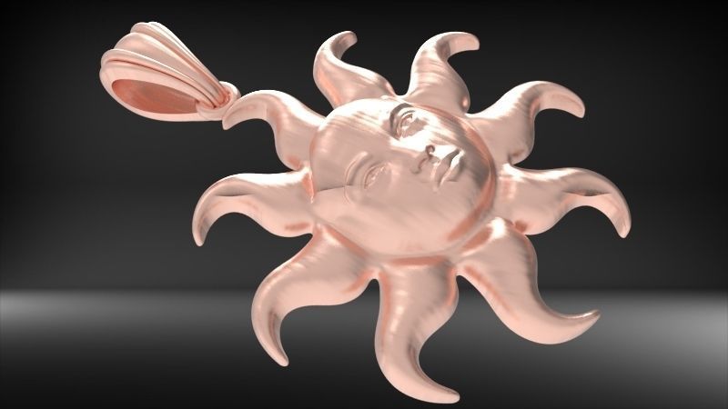 Italian Designer Sun Face Pendant Necklace Jewelry 3D print model_10