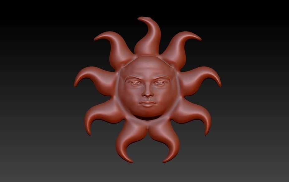 Italian Designer Sun Face Pendant Necklace Jewelry 3D print model_3