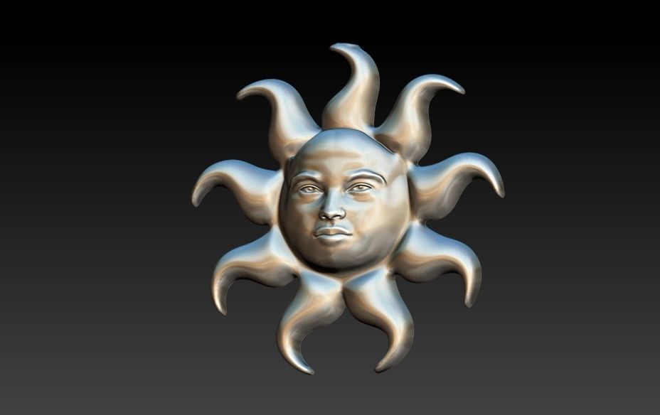 Italian Designer Sun Face Pendant Necklace Jewelry 3D print model_15