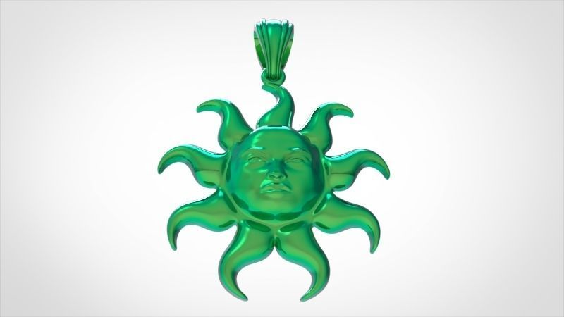 Italian Designer Sun Face Pendant Necklace Jewelry 3D print model_22