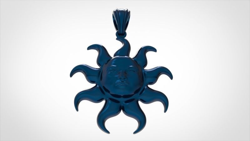 Italian Designer Sun Face Pendant Necklace Jewelry 3D print model_20