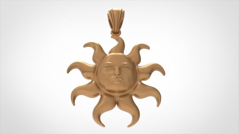 Italian Designer Sun Face Pendant Necklace Jewelry 3D print model_18