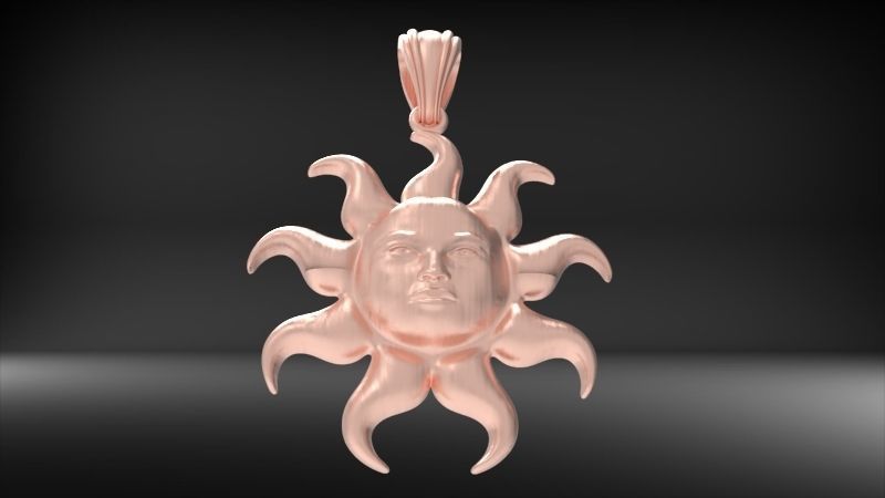 Italian Designer Sun Face Pendant Necklace Jewelry 3D print model_30