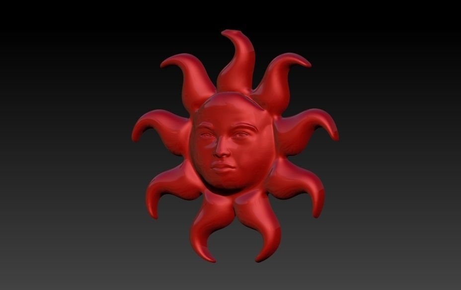 Italian Designer Sun Face Pendant Necklace Jewelry 3D print model_17