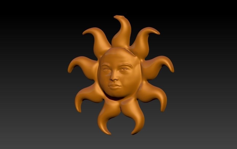 Italian Designer Sun Face Pendant Necklace Jewelry 3D print model_16