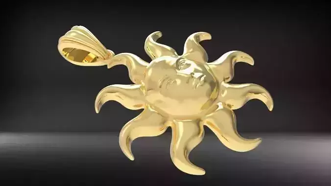 Italian Designer Sun Face Pendant Necklace Jewelry 3D print model